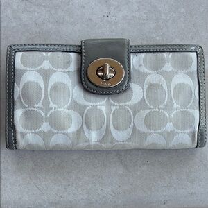 Coach Silver and Gray Signature Wallet